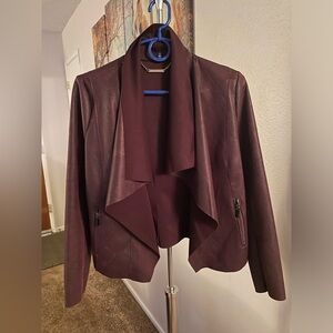 White House Black Market Plum Draped Open-Front Jacket